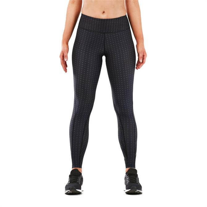 2XU Women's Print Mid Rise Compression Tights- Outer Space Urban Grid